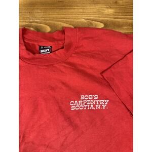Vintage 90s Bob’s Carpentry New York Single Stitch Vintage Tee Shirt Red XL